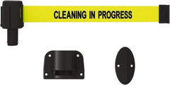 Banner Stakes - 15' Long x 2-1/2" Wide Nylon/Polyester Wall-Mounted Indoor Barrier - Black on Yellow - Benchmark Tooling