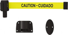 Banner Stakes - 15' Long x 2-1/2" Wide Nylon/Polyester Wall-Mounted Indoor Barrier - Black on Yellow - Benchmark Tooling