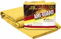 Auburn Mfr - 10' High x 8' Wide x 0.055" Thick Fiberglass Welding Curtain - Yellow, Grommet - Benchmark Tooling