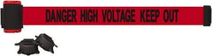 Banner Stakes - 7' Long x 2-1/2" Wide Nylon/Polyester Magnetic Wall Mount Barrier - Black on Red - Benchmark Tooling