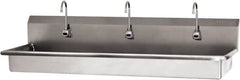 SANI-LAV - 65" Long x 16-1/2" Wide Inside, 1 Compartment, Grade 304 Stainless Steel (3) Person Wash-Station with Manual Faucet - 16 Gauge, 68" Long x 20" Wide x 21-1/2" High Outside, 5-1/2" Deep - Benchmark Tooling