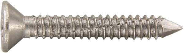 Powers Fasteners - 1/4" Diam, 2-1/4" OAL, Phillips Drive, Concrete Screw & Masonry Fastener - Stainless Steel, Passivated Finish, Includes #3 Phillips Bit - Benchmark Tooling