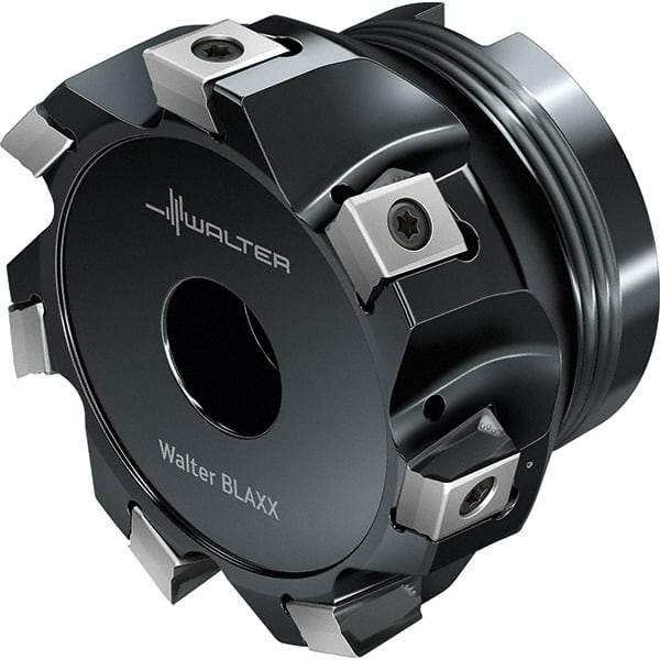 Walter - 6 Inserts, 101.6mm Cut Diam, 38.1mm Arbor Diam, Indexable Square-Shoulder Face Mill - 0° Lead Angle, 50.01mm High, Series F5241-UB1-LN16 - Benchmark Tooling