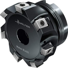 Walter - 6 Inserts, 101.6mm Cut Diam, 38.1mm Arbor Diam, Indexable Square-Shoulder Face Mill - 0° Lead Angle, 50.01mm High, Series F5241-UB1-LN16 - Benchmark Tooling