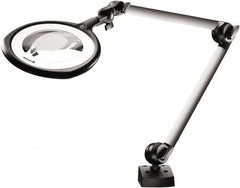 Waldmann Lighting - 31 Inch, Articulated, Clamp Mounted, LED, Silver, Magnifying Task Light - 14 Watt, 100 to 240 Volt, 1.75x Magnification, 160mm Wide - Benchmark Tooling