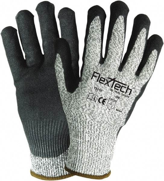 Wells Lamont - Size XL (10), ANSI Cut Lvl 5, Cut Resistant Gloves - Palm & Fingertips Coated, Knit Wrist, White/Black, Paired - Benchmark Tooling