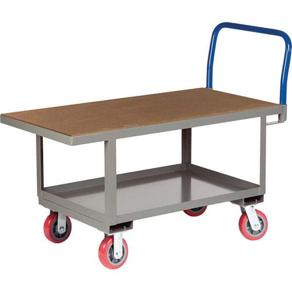 Little Giant - 2,000 Lb Capacity Steel Platform Truck - Steel Deck, 30" OAW, 49-1/2" Platform Length, Polyurethane Casters - Benchmark Tooling