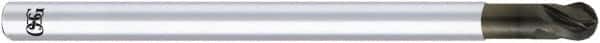 OSG - 1/2" Diam, 2" LOC, 4 Flute Solid Carbide Ball End Mill - Diamond Finish, Single End, 5" OAL, 1/2" Shank Diam, Spiral Flute - Benchmark Tooling