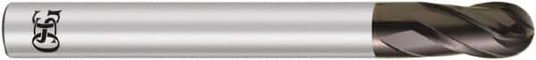 OSG - 6mm Diam, 4mm LOC, 2 Flute Solid Carbide Ball End Mill - WXS Finish, Single End, 90mm OAL, 6mm Shank Diam, Spiral Flute - Benchmark Tooling