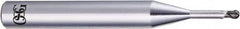 OSG - 1mm Diam, 0.6mm LOC, 2 Flute CBN Ball End Mill - Uncoated, Single End, 50mm OAL, 6mm Shank Diam, Spiral Flute - Benchmark Tooling