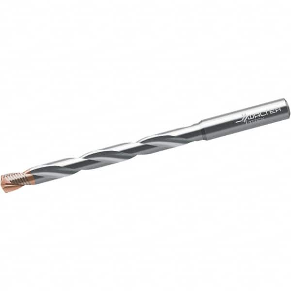 Walter-Titex - 7.9mm, 140° Point, Spiral Flute, Solid Carbide Taper Length Drill Bit - TiNAl/AlCrN Finish, 76mm Flute Length, 116mm OAL, Series DC170 - Benchmark Tooling