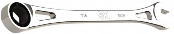 SK - 7/16" 6 Point Combination Wrench - 8.13" OAL, Steel, Full Polish Finish - Benchmark Tooling