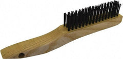 Gordon Brush - 4 Rows x 16 Columns Steel Scratch Brush - 4-3/4" Brush Length, 10" OAL, 1/8 Trim Length, Wood Shoe Handle - Benchmark Tooling