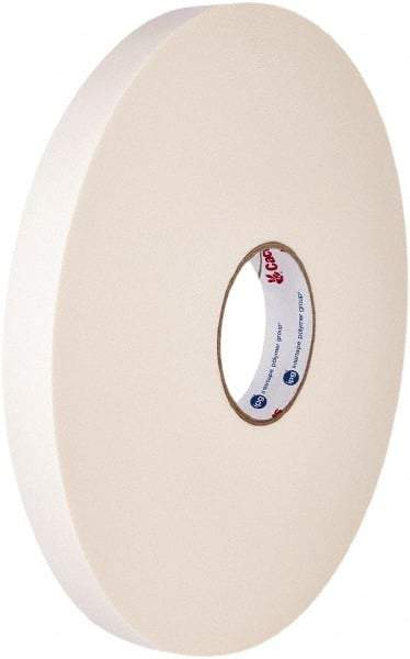 Intertape - 1/2" x 36 Yd Rubber Adhesive Double Sided Tape - 1/16" Thick, White, Polyethylene Foam Liner, Continuous Roll, Series R2215 - Benchmark Tooling