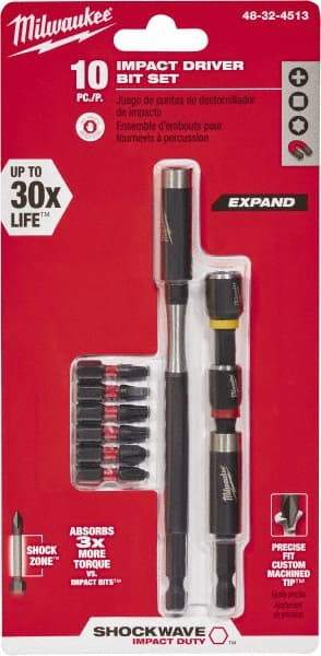 Milwaukee Tool - Impact Ready Accessory Set - 1/4" Hex Drive, Phillips, Slotted, Torx, Square Point - Benchmark Tooling