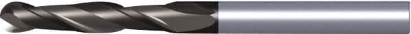 Kennametal - 12mm Diam, 45mm LOC, 2 Flute Solid Carbide Ball End Mill - TiAlN Finish, Single End, 100mm OAL, 12mm Shank Diam, Spiral Flute - Benchmark Tooling