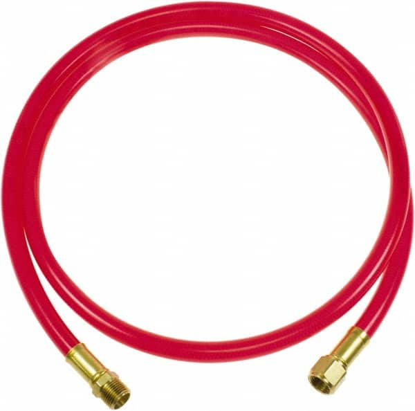 PRO-SOURCE - 3/8" ID 3' Long Lead-In Whip Hose - FNPT x MNPT Swivel Ends, 200 Working psi, 165°, 3/8" Fitting, Transparent Red - Benchmark Tooling