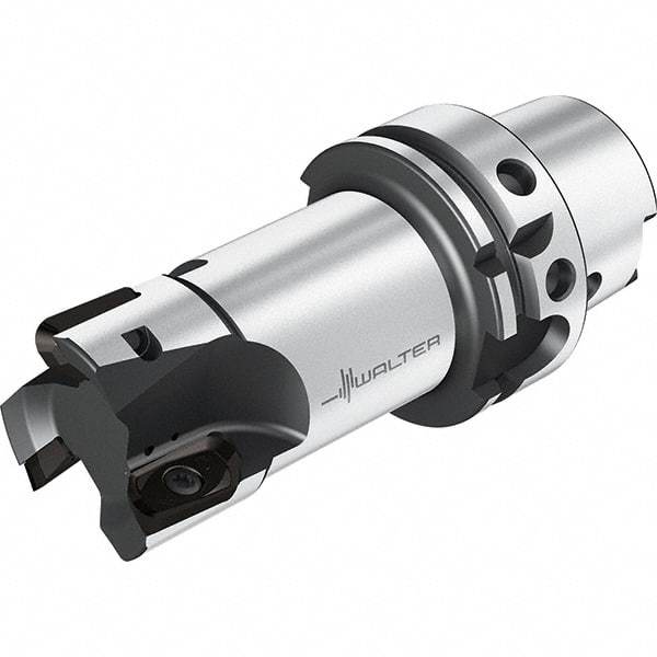 Walter - 40mm Cut Diam, 20mm Max Depth of Cut, 63mm Shank Diam, 141.9mm OAL, Indexable Square Shoulder End Mill - HSK63A Taper Shank, 0° Lead Angle, Through Coolant, Series M2131-H - Benchmark Tooling