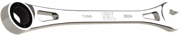 SK - 11mm 6 Point Combination Wrench - 8.13" OAL, Steel, Full Polish Finish - Benchmark Tooling