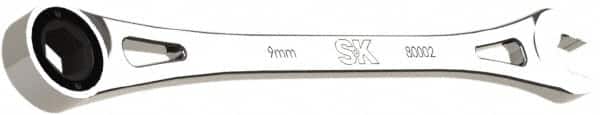 SK - 9mm 6 Point Combination Wrench - 7-3/4" OAL, Steel, Full Polish Finish - Benchmark Tooling