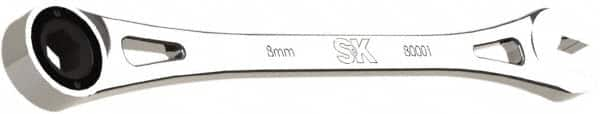 SK - 8mm 6 Point Combination Wrench - 7-3/4" OAL, Steel, Full Polish Finish - Benchmark Tooling