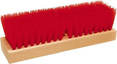 O-Cedar - 2" Bristle Length, Polypropylene Deck Scrub Brush - 10" Long x 3" Wide Head, 10" OAL, Red, Wood Block - Benchmark Tooling