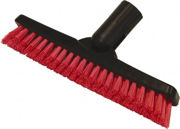 O-Cedar - 1-1/2" Bristle Length, Polyester Utility Scrub Brush - 9" Long x 1-1/2" Wide Head, 9" OAL, Red, Plastic Block - Benchmark Tooling