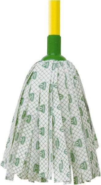 O-Cedar - White & Green Deck Mop - 4-1/2" Long x 3" Wide Head, 48" Long Handle, Rayon/Polyester Head - Benchmark Tooling