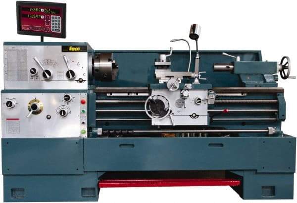 Enco - 18" Swing, 80" Between Centers, 230/460 Volt, Triple Phase Engine Lathe - 7MT Taper, 7-1/2 hp, 25 to 1,800 RPM, 3-1/8" Bore Diam, 40" Deep x 48-7/8" High x 136-1/8" Long - Benchmark Tooling