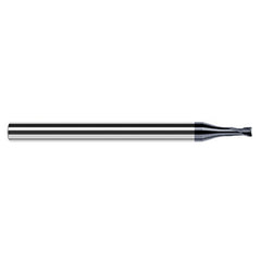 End Mills for Hardened Steels - Finishers - 0.0250″ Cutter Diameter × 0.0040″ Radius × 0.0200″ Length of Cut × 0.1250″ (1/8″) Reach Carbide Corner Radius End Mill for Hard Milling, 2 Flutes, AlTiN Nano Coated - Exact Industrial Supply