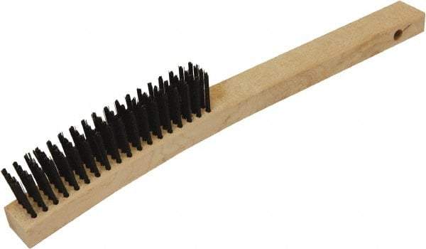 O-Cedar - 18 Rows, Steel Wire Brush - 10" Brush Length, 14" OAL, 1-1/8" Trim Length, Wood Curved Handle - Benchmark Tooling