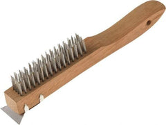 O-Cedar - 4 Columns x 16 Rows, Steel Wire Brush - 7" Brush Length, 10" OAL, 1-1/8" Trim Length, Wood Shoe Handle - Benchmark Tooling