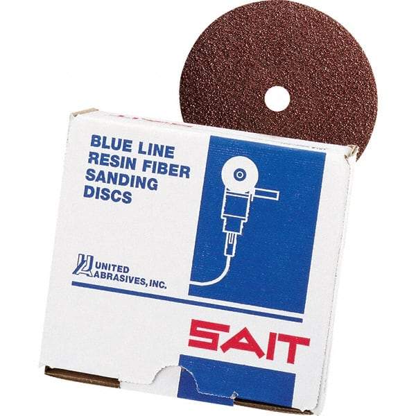 Sait - 5" Diam 7/8" Hole 36 Grit Fiber Disc - Aluminum Oxide, 10,000 Max RPM - Benchmark Tooling