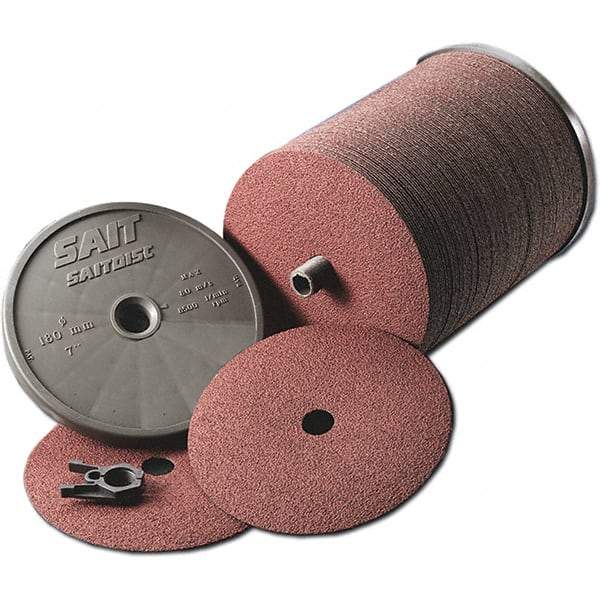 Sait - 7" Diam 7/8" Hole 50 Grit Fiber Disc - Aluminum Oxide, 7,000 Max RPM - Benchmark Tooling