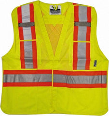 Viking - Size 4X/5XL High Visibility Lime Mesh Breakaway Vest - 58 to 60" Chest, ANSI 107-2010 Class 2, Level 2, Hook & Loop Closure, 4 Pockets, Polyester - Benchmark Tooling