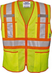 Viking - Size S High Visibility Lime Mesh Public Safety Vest - 37" Chest, ANSI 107-2010 Class 2, Level 2, Zipper Closure, 4 Pockets, Polyester - Benchmark Tooling