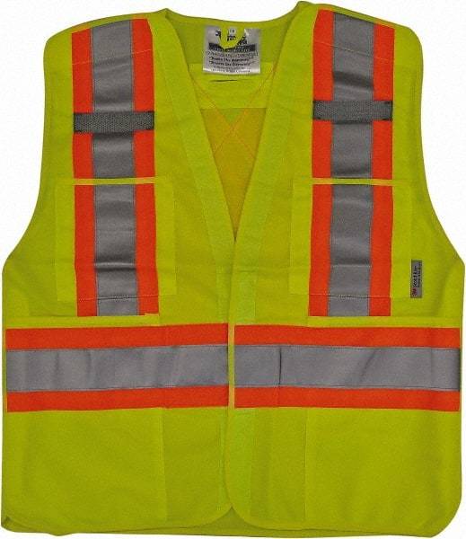 Viking - Size S/M High Visibility Lime Solid Breakaway Vest - 37 to 40" Chest, Hook & Loop Closure, 4 Pockets, Polyester - Benchmark Tooling