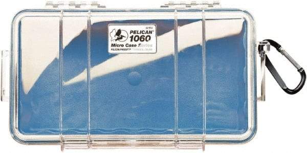 Pelican Products, Inc. - 5-9/16" Wide x 2-5/8" High, Clamshell Hard Case - Clear/Blue, Polycarbonate - Benchmark Tooling
