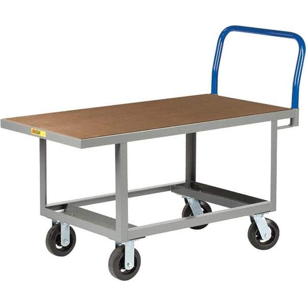 Little Giant - 2,000 Lb Capacity Steel Platform Truck - Steel Deck, 30" OAW, 60" Platform Length, Mold On Rubber Casters - Benchmark Tooling