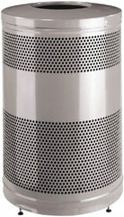 Rubbermaid - 51 Gal Silver Round Decorative Waste Receptacle With Top - Steel, 902mm High - Benchmark Tooling