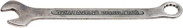 Aven - 7/16" 12 Point Combination Wrench - 6-1/16" OAL, Stainless Steel, Polished Finish - Benchmark Tooling