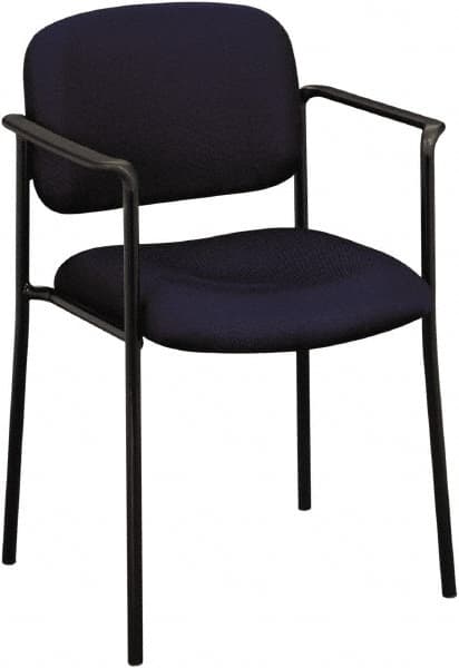 Basyx - Fabric Navy Stacking Chair - Black Frame, 23-1/4" Wide x 21" Deep x 32-3/4" High - Benchmark Tooling