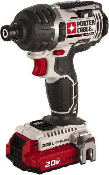 Porter-Cable - 20 Volt, 1/4" Drive, Cordless Impact Driver - Pistol Grip Handle, 2900 RPM, 2 Lithium-Ion Batteries Included - Benchmark Tooling