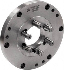 Bison - Adapter Back Plate for 16" Diam Self Centering Lathe Chucks - D1-8 Mount, 5.3583" Through Hole Diam, 15.748" OD, 0.1772" Flange Height, Cast Iron - Benchmark Tooling