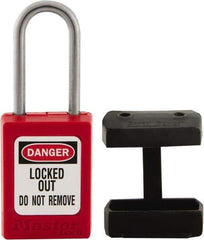 Master Lock - 1.52 Inch Long, Black, TPE Padlock Cover - Compatible with Lockout Padlock and 1/4 Inch Shackle Diameter, Use with S31, S32 and S33 - Benchmark Tooling