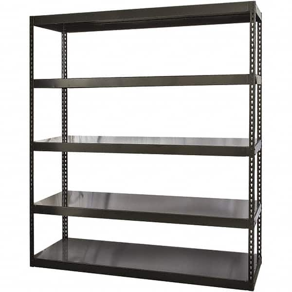 Hallowell - 5 Shelf Starter Solid Steel Waterfall Open Steel Shelving - 2 Lb Capacity, 36" Wide x 96" High x 18" Deep, Black - Benchmark Tooling