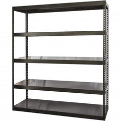 Hallowell - 5 Shelf Starter Solid Steel Waterfall Open Steel Shelving - 2 Lb Capacity, 48" Wide x 84" High x 24" Deep, Black - Benchmark Tooling