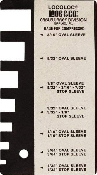 Loos & Co. - 1/32 to 3/16 Inch Range, Wire and Sheet Metal Gage - Use with Cable Sleeve Swaging - Benchmark Tooling