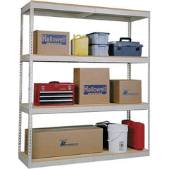 Hallowell - 4 Shelf Starter Open Steel Shelving - 2 Lb Capacity, 60" Wide x 84" High x 36" Deep, Tan - Benchmark Tooling