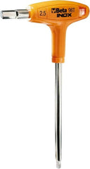 Beta - 2.5mm Hex, T-Handle Cushion Grip, Hex Key - 6" OAL, Stainless Steel, Metric System of Measurement - Benchmark Tooling
